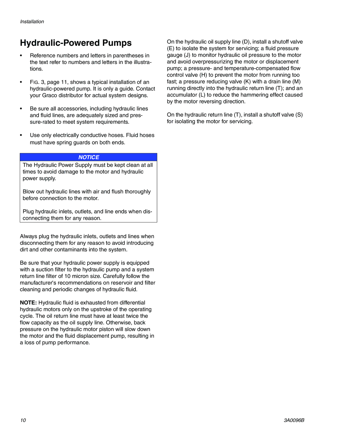 Graco 3A0096B important safety instructions Hydraulic-Powered Pumps 