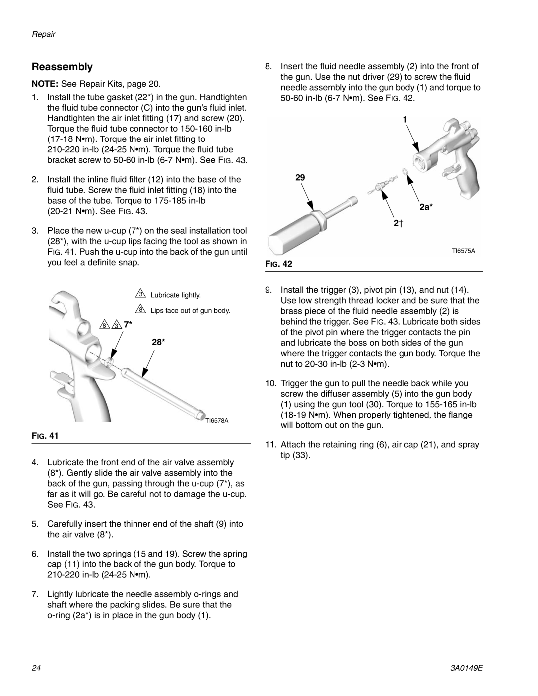 Graco 3A0149E important safety instructions Reassembly 