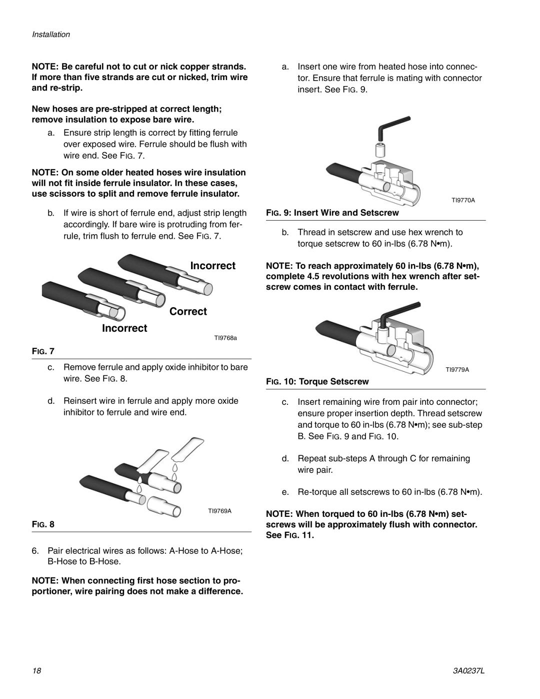 Graco 3A0237L important safety instructions Incorrect Correct, Insert Wire and Setscrew 