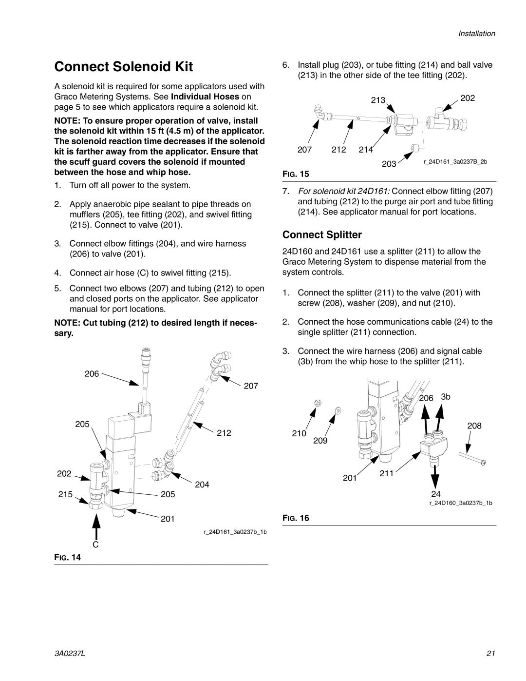 Graco 3A0237L important safety instructions Connect Solenoid Kit, Connect Splitter 