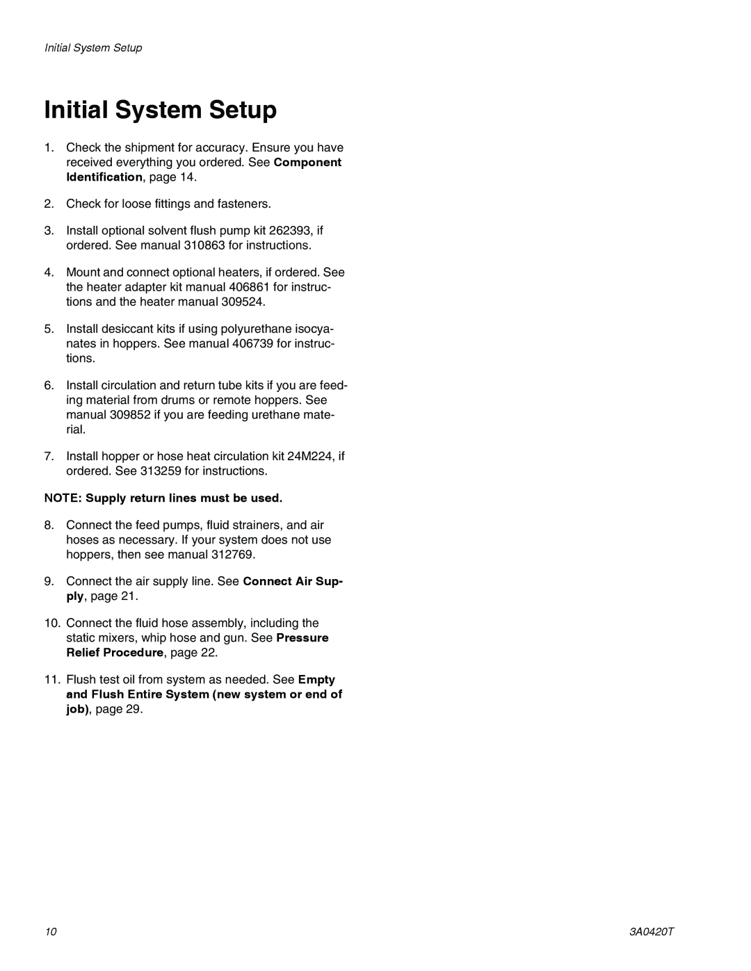 Graco 3A0420T important safety instructions Initial System Setup 