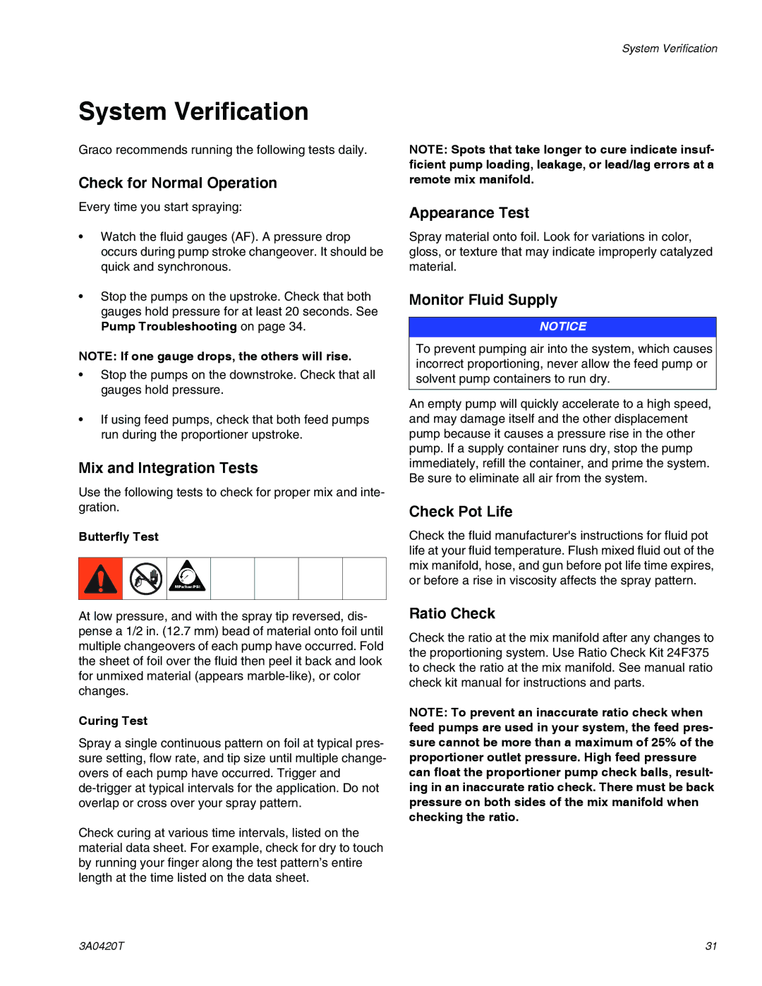 Graco 3A0420T important safety instructions System Verification 