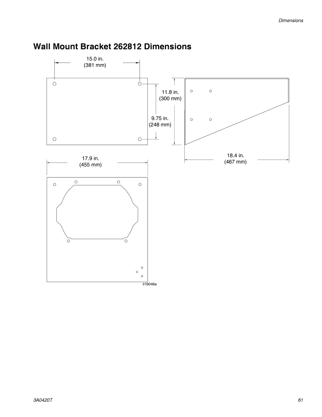 Graco 3A0420T important safety instructions Wall Mount Bracket 262812 Dimensions 