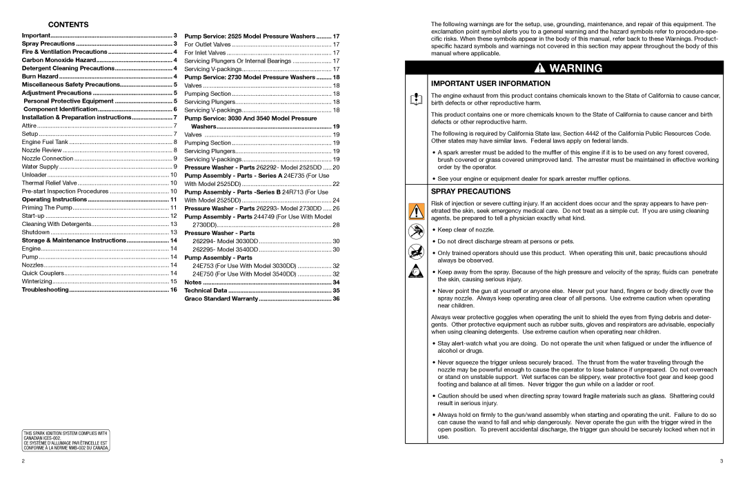 Graco 3A0465C important safety instructions Contents 