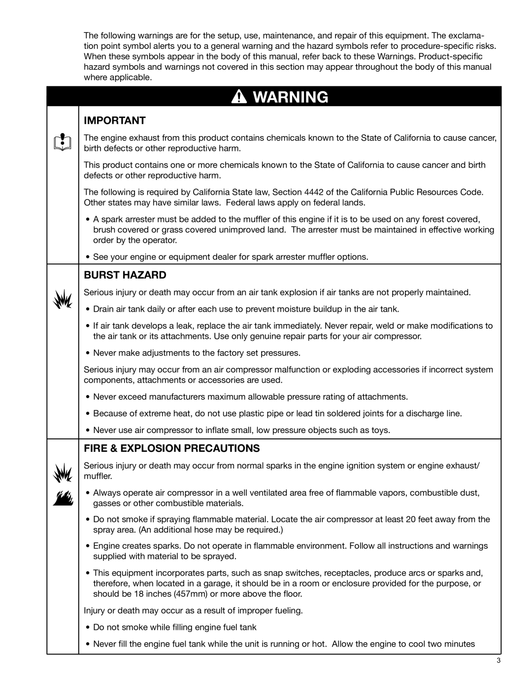 Graco 3A0595D important safety instructions Burst Hazard 