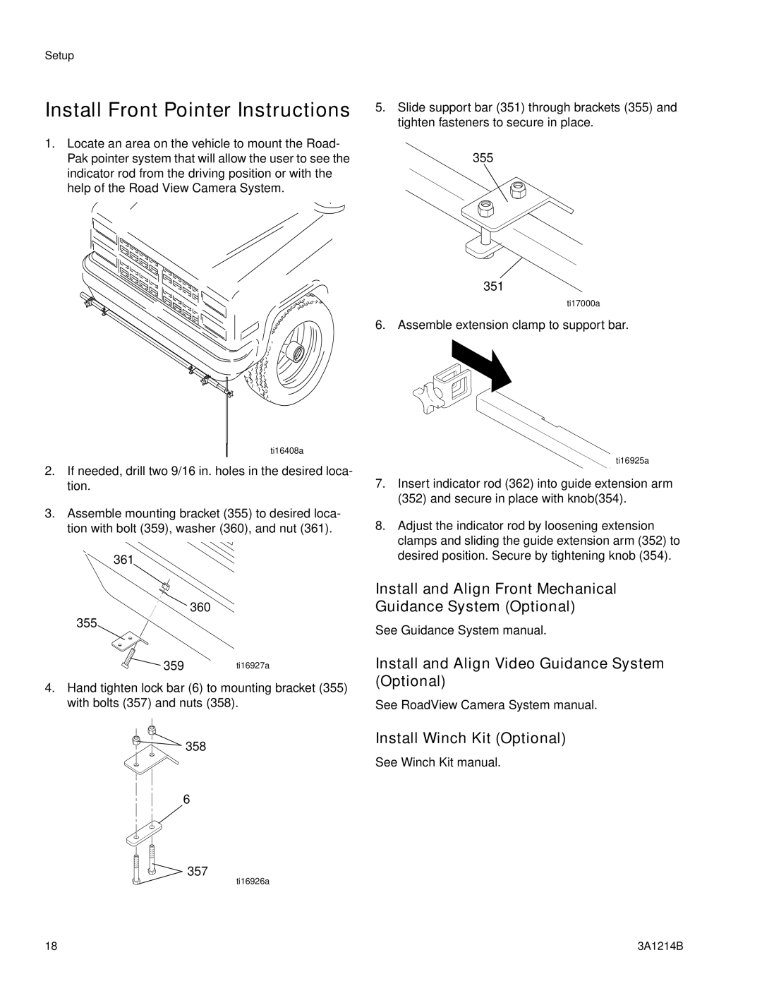 Graco 3A1214B Install Front Pointer Instructions, Install and Align Front Mechanical Guidance System Optional 