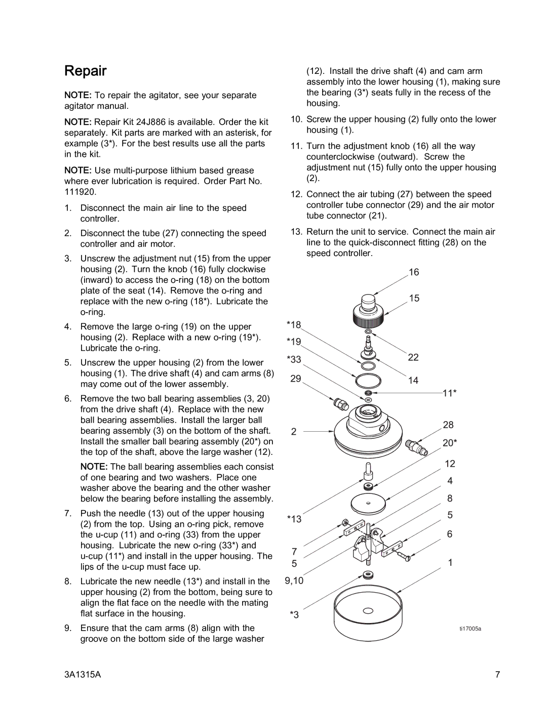 Graco 24G621, 3A1315A important safety instructions Repair 