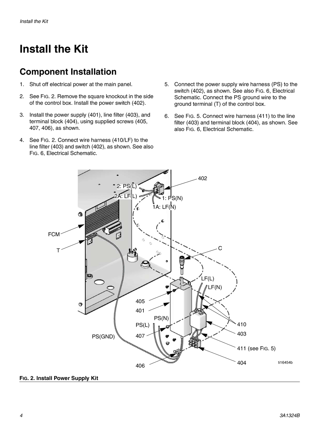 Graco 3A1324B important safety instructions Install the Kit, Component Installation 