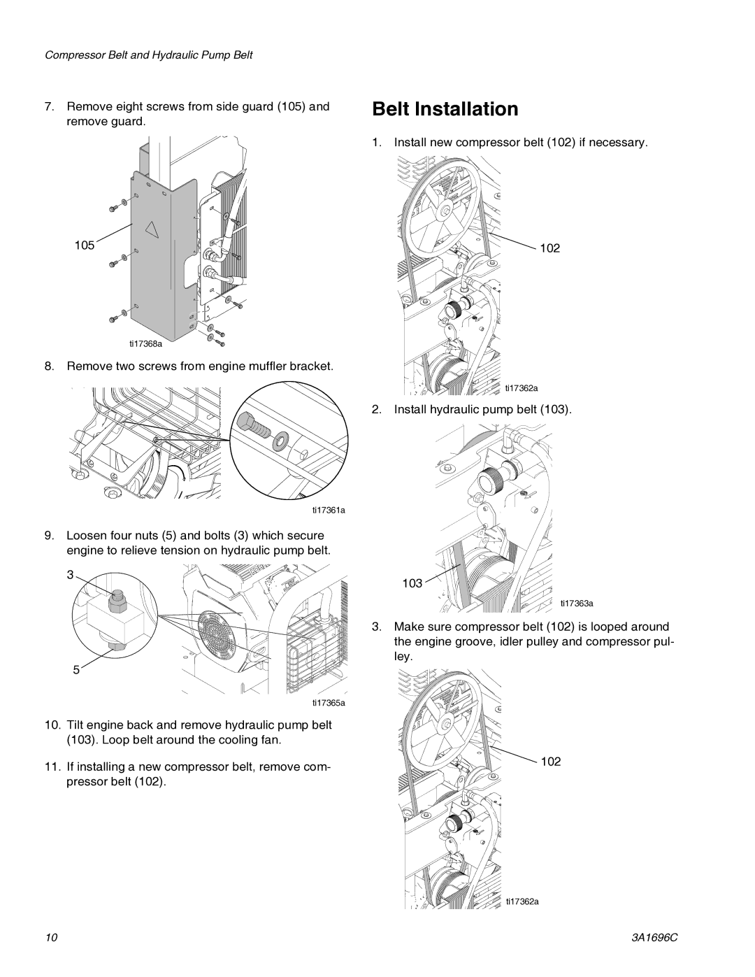 Graco 3A1696C important safety instructions Belt Installation 