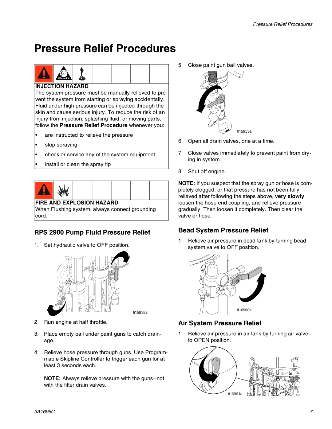 Graco 3A1696C Pressure Relief Procedures, RPS 2900 Pump Fluid Pressure Relief, Bead System Pressure Relief 