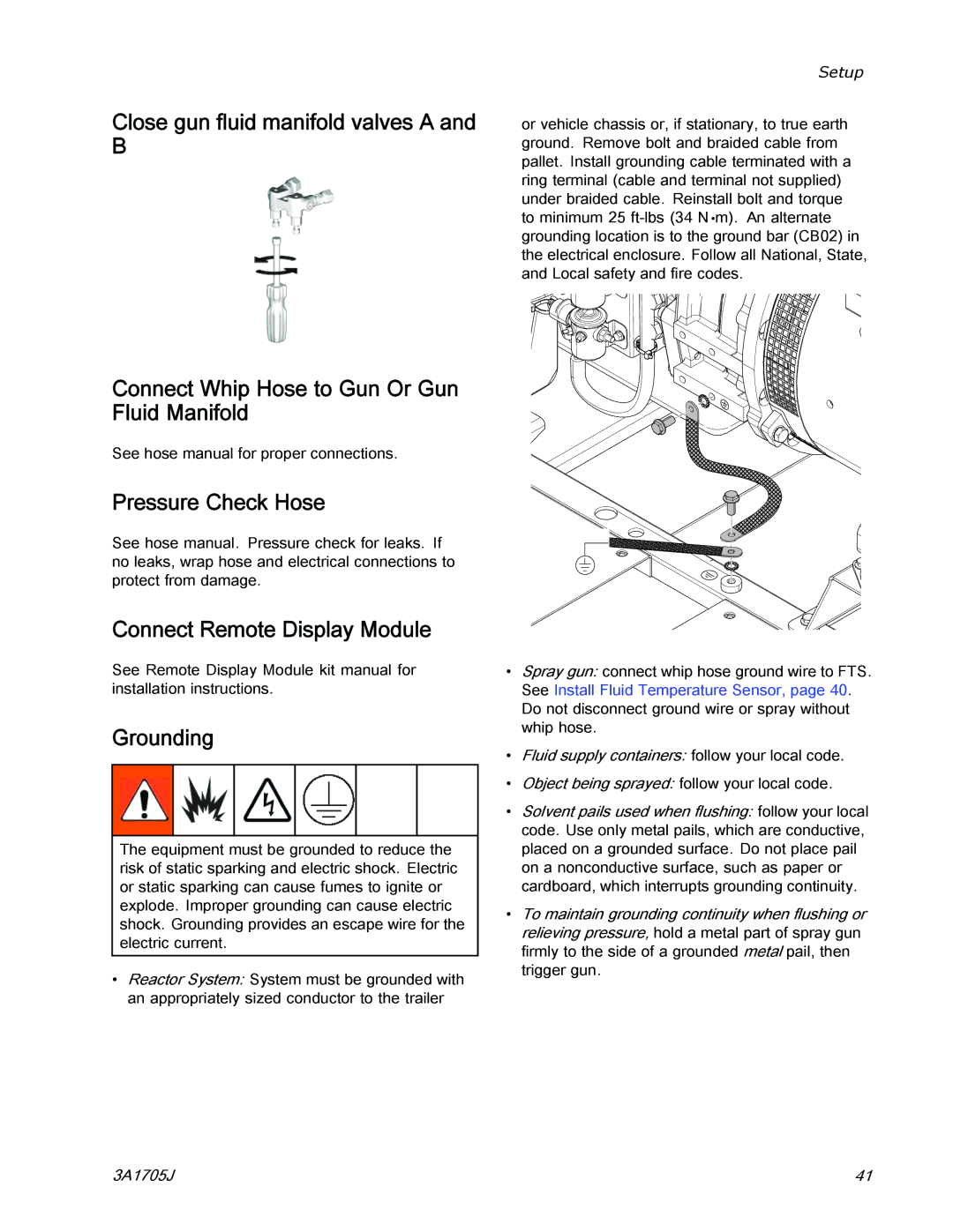 Graco 3A1705J Connect Whip Hose to Gun Or Gun Fluid Manifold, Pressure Check Hose, Connect Remote Display Module 