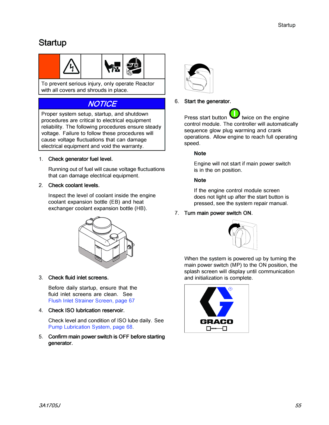 Graco 3A1705J important safety instructions Startup 