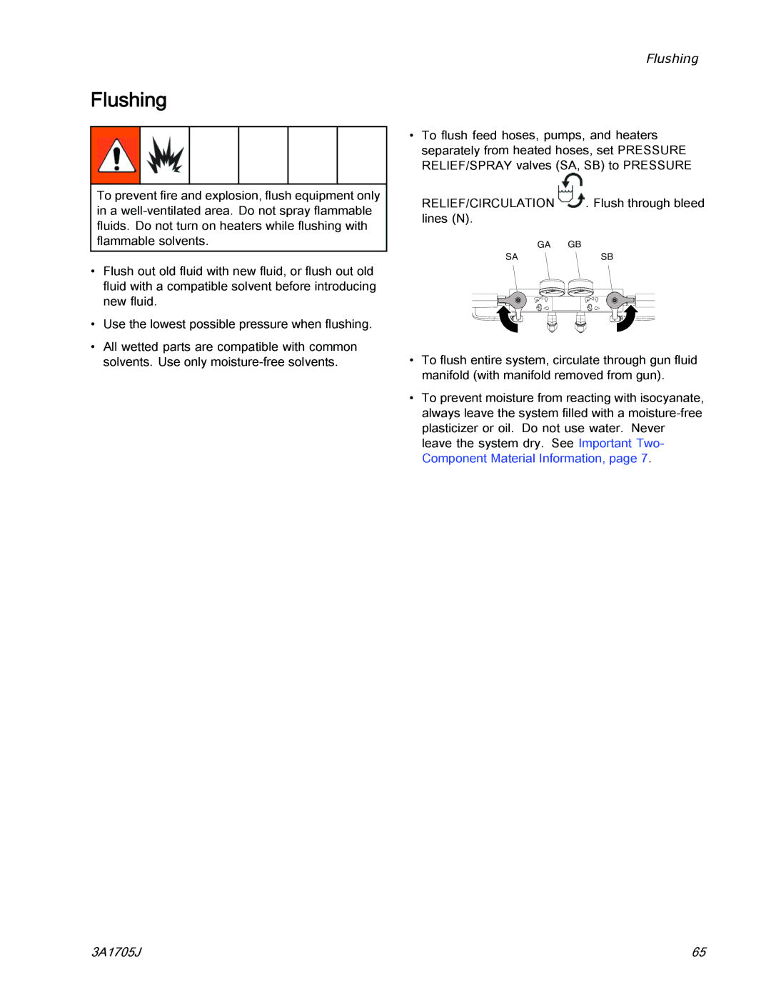 Graco 3A1705J important safety instructions Flushing 