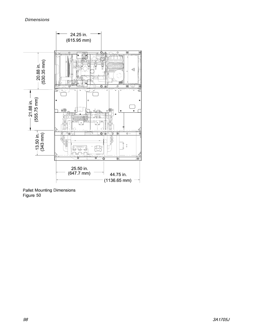 Graco 3A1705J important safety instructions Pallet Mounting Dimensions 