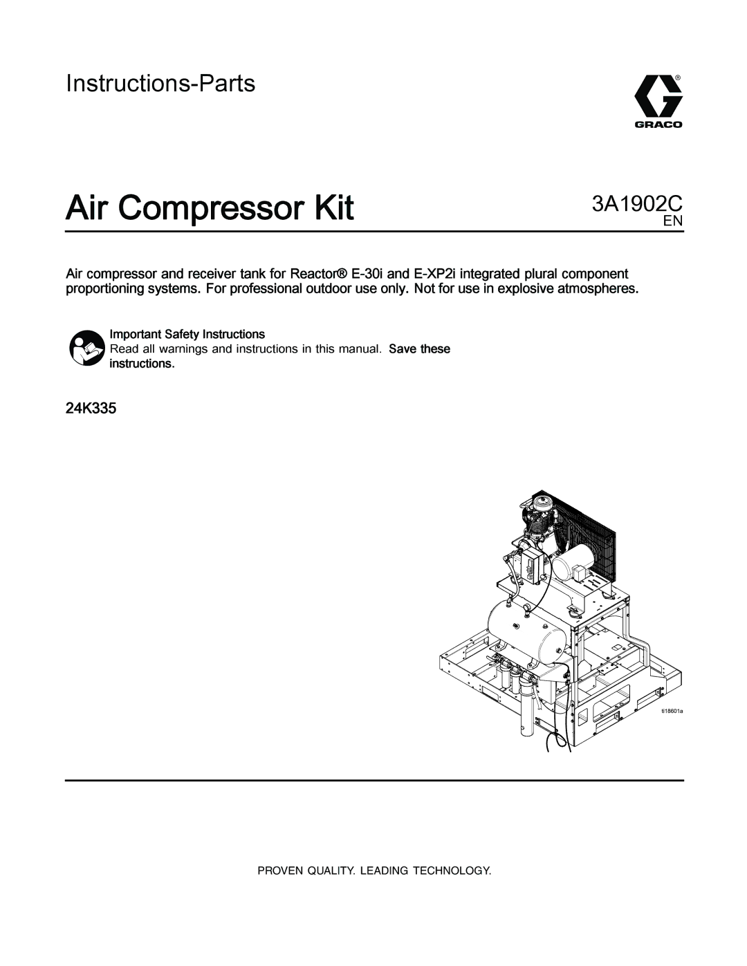 Graco 3A1902C important safety instructions Air Compressor Kit 