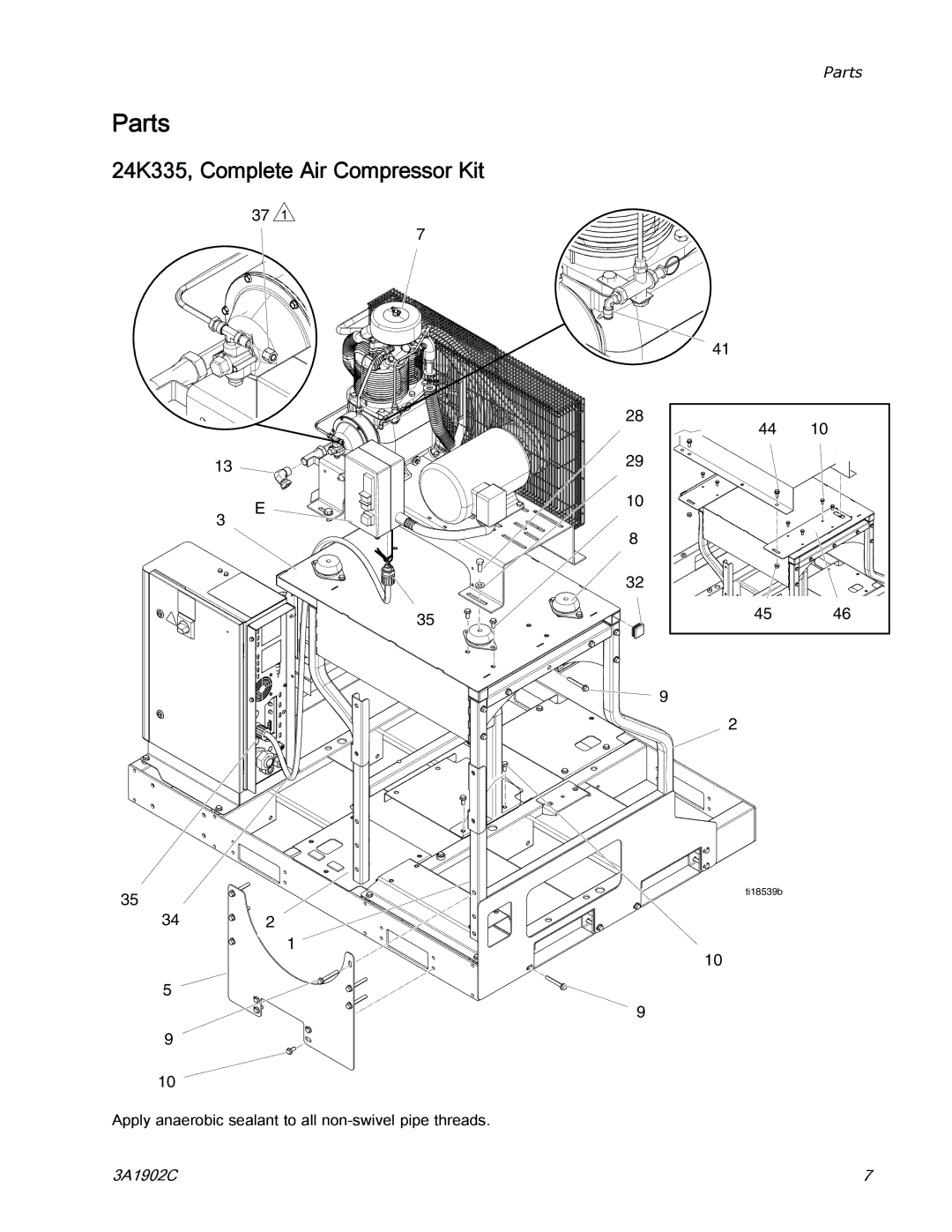 Graco 3A1902C important safety instructions Parts, 24K335, Complete Air Compressor Kit 