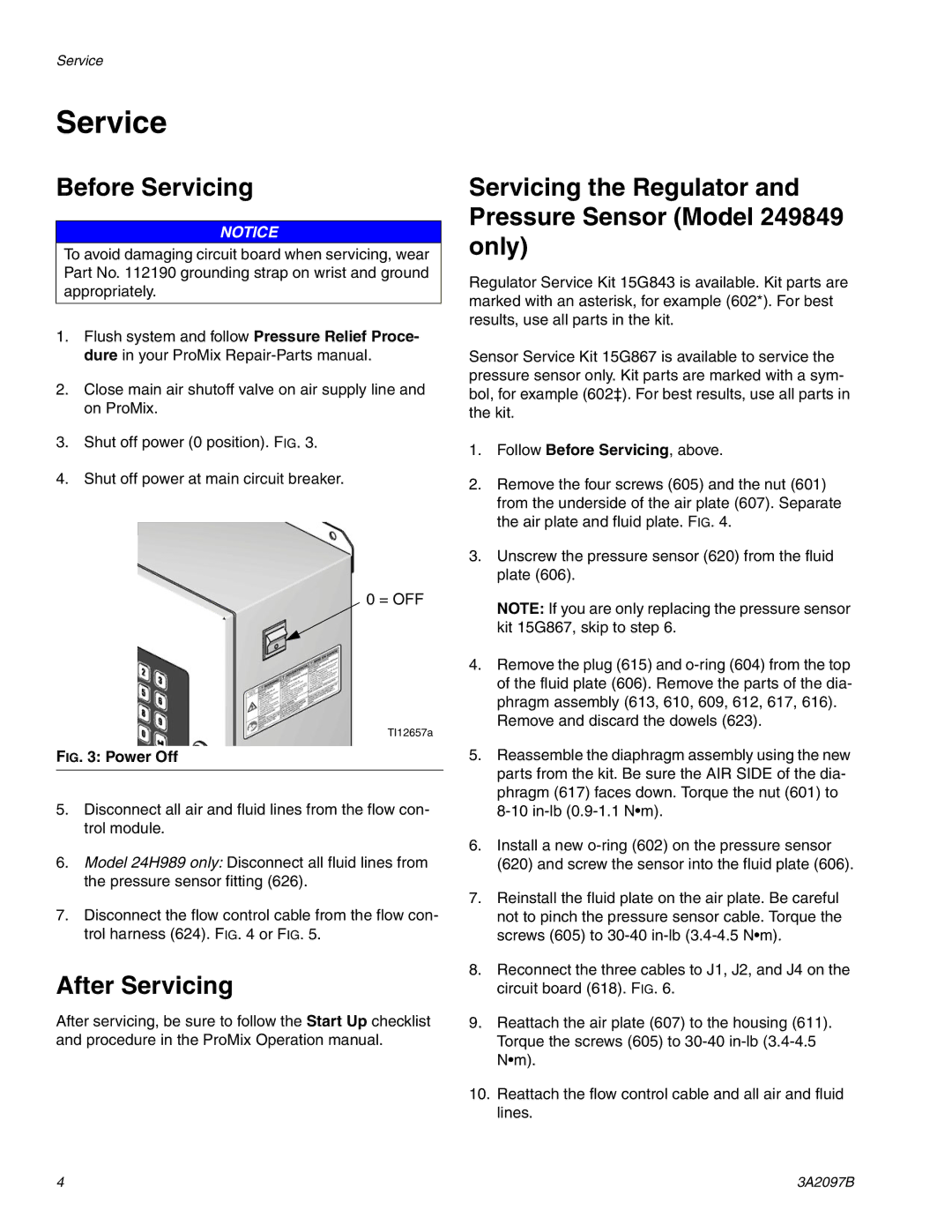 Graco 3A2097B important safety instructions Service, Follow Before Servicing, above 