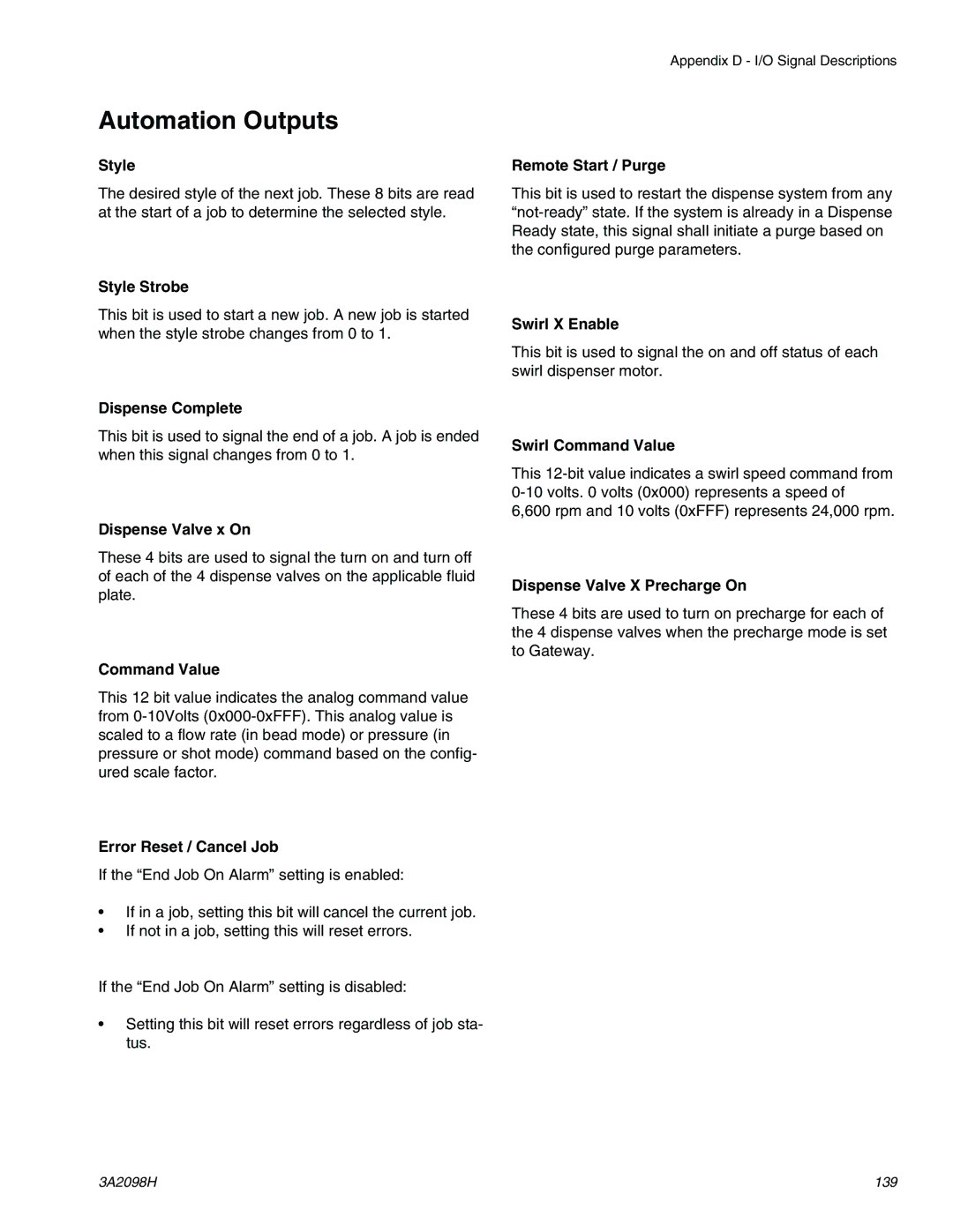 Graco 3A2098H important safety instructions Automation Outputs 