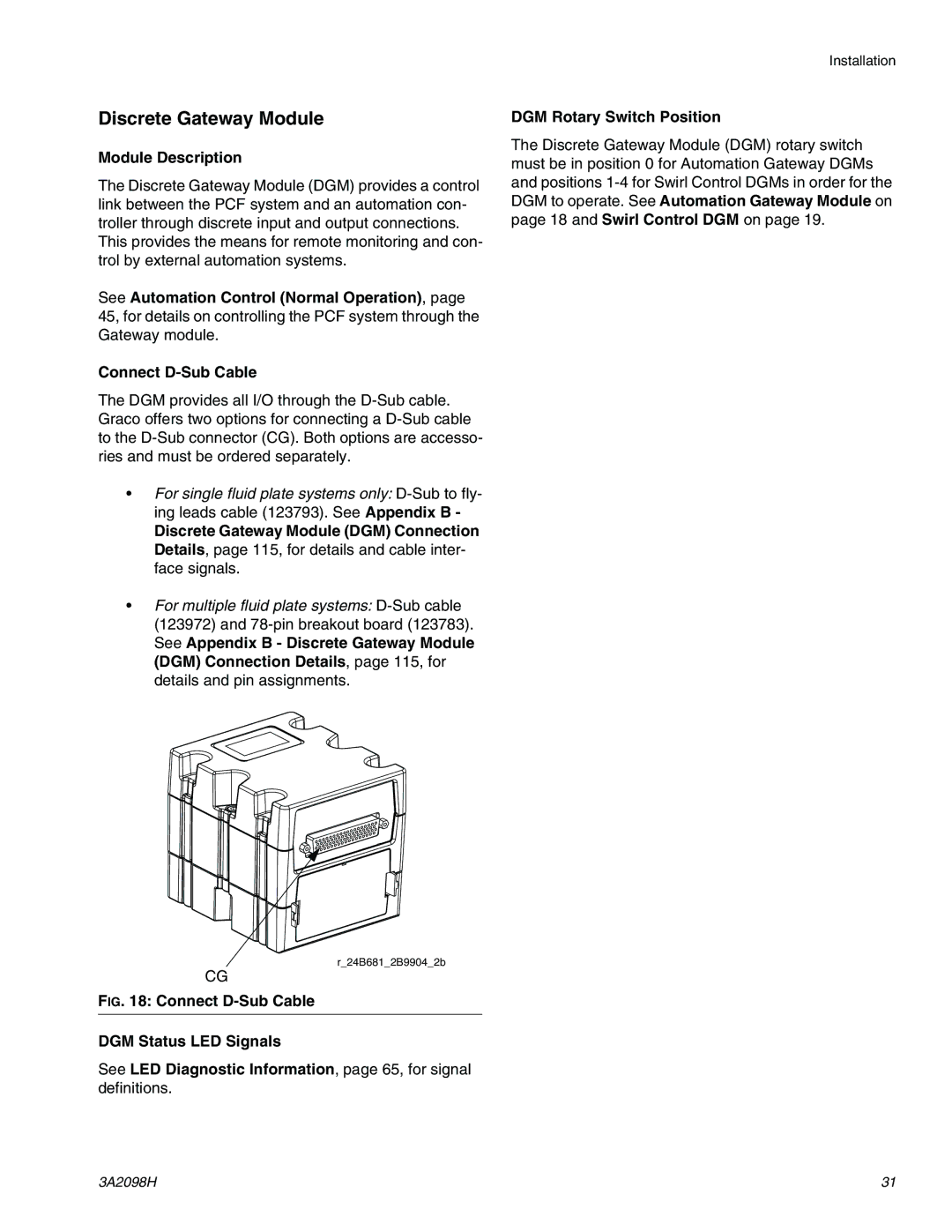 Graco 3A2098H important safety instructions Discrete Gateway Module, DGM Rotary Switch Position 