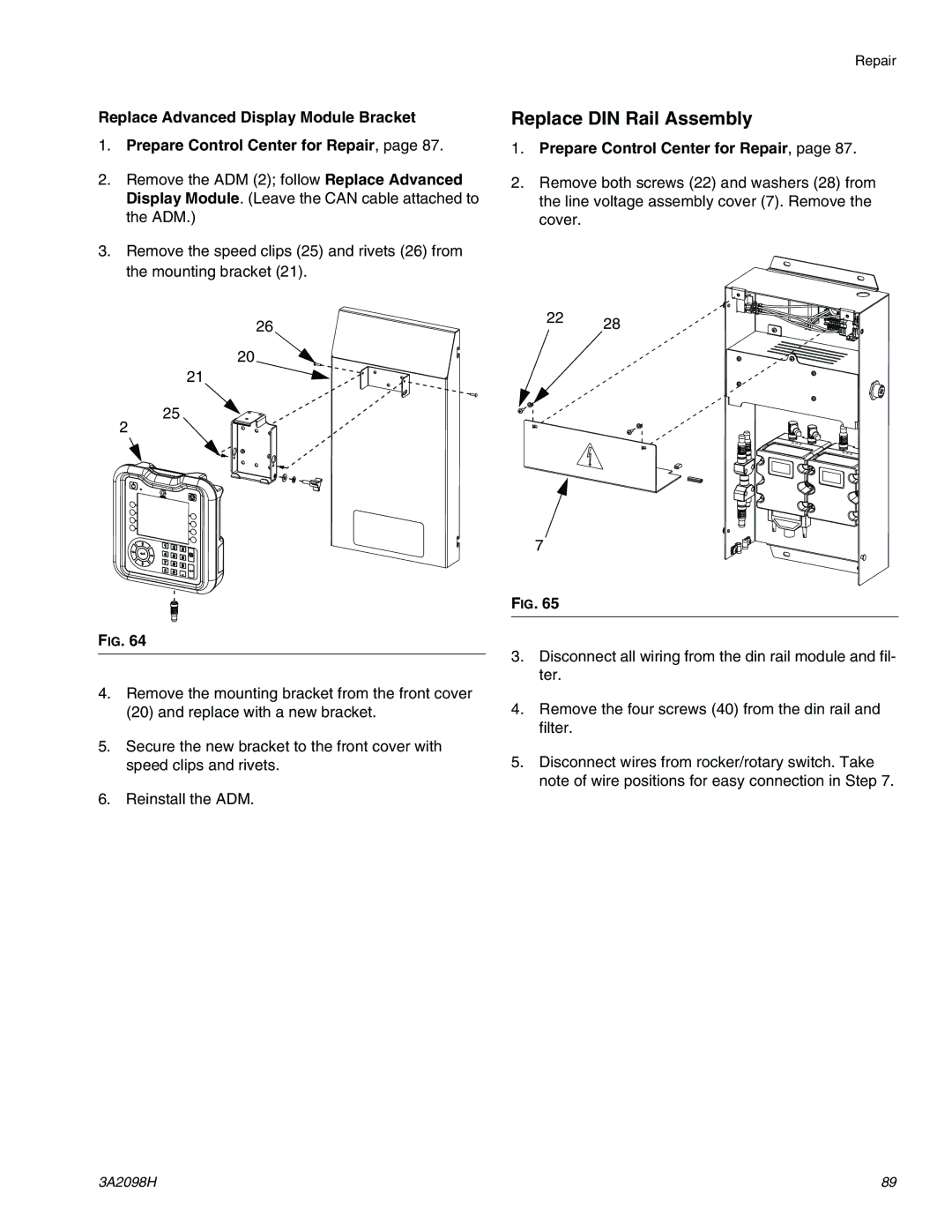 Graco 3A2098H important safety instructions Replace DIN Rail Assembly 