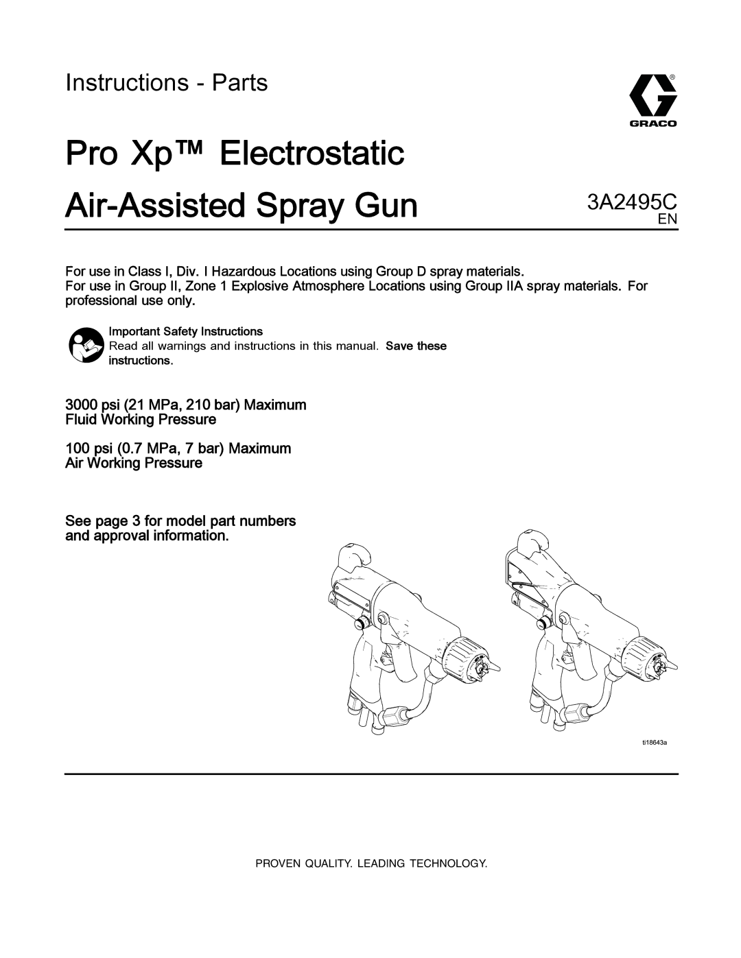 Graco 3A2495C important safety instructions Important Safety Instructions 