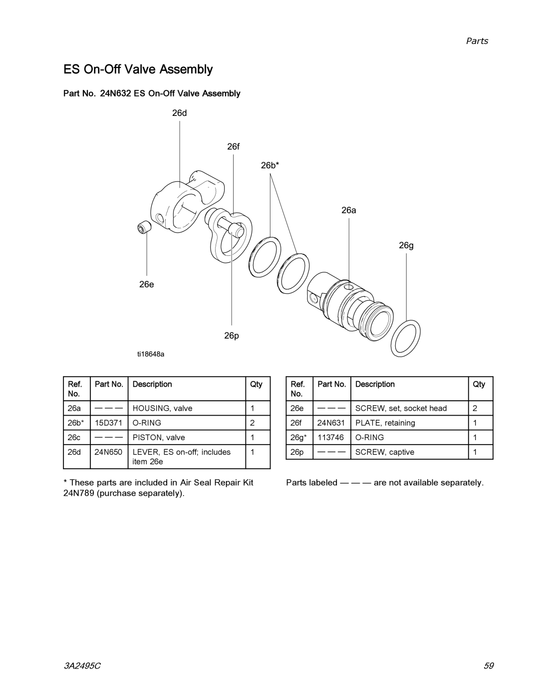 Graco 3A2495C important safety instructions Part No N632 ES On-Off Valve Assembly 