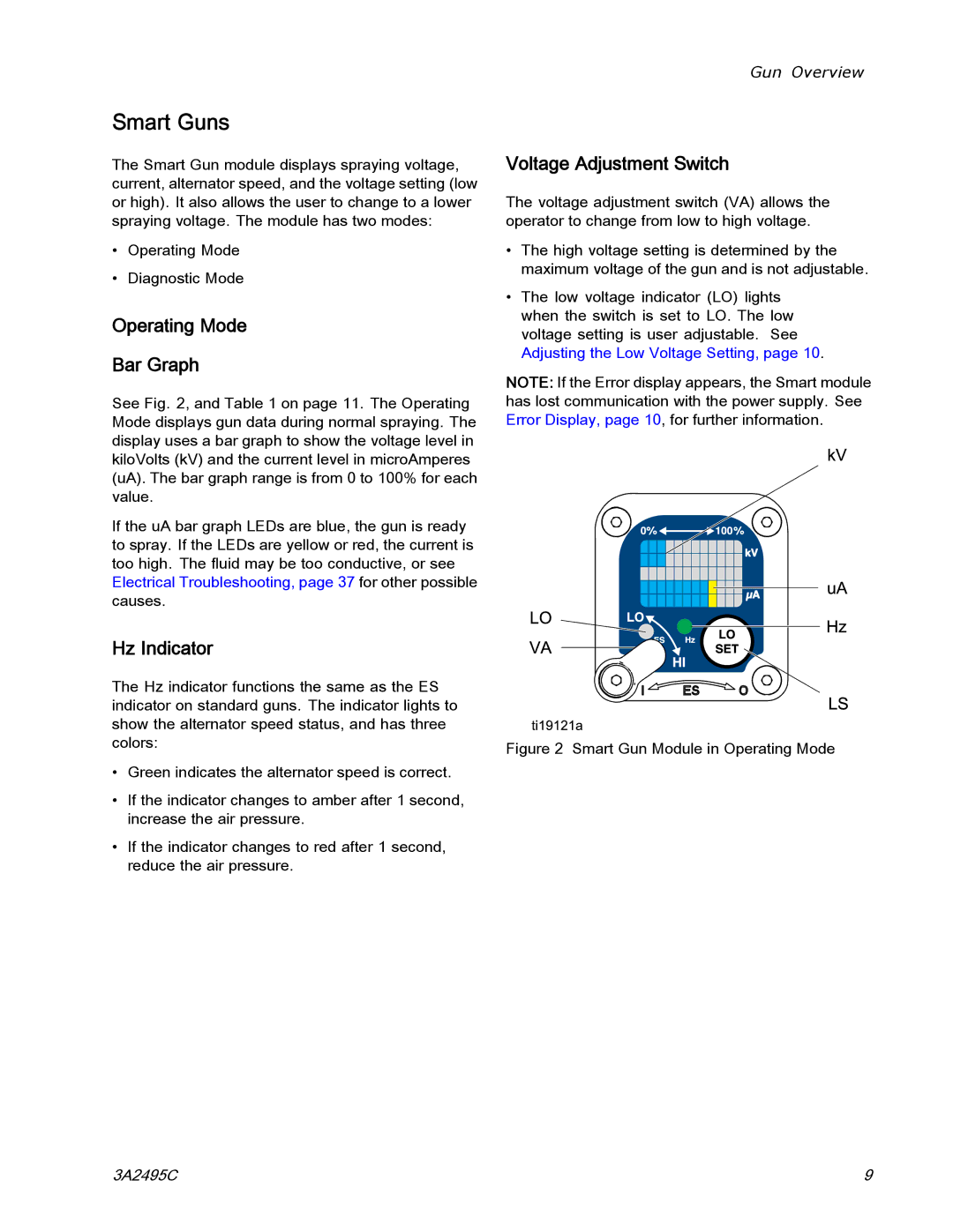 Graco 3A2495C important safety instructions Smart Guns, Operating Mode Bar Graph 