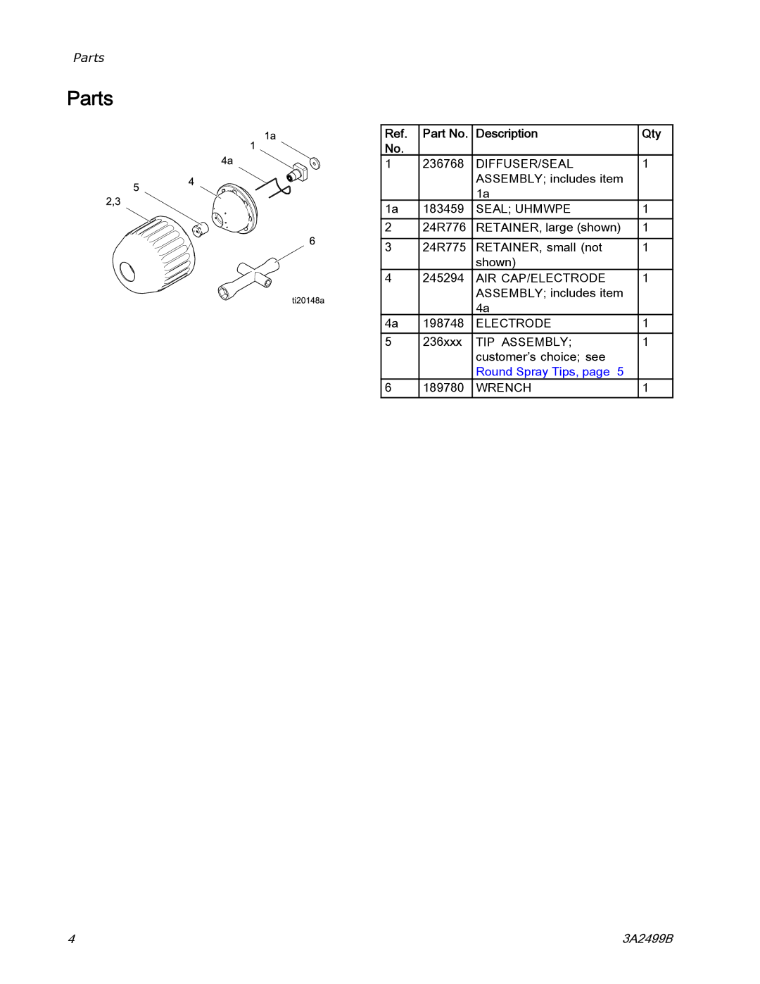 Graco 3A2499B, 24N319 important safety instructions Parts, Description Qty 