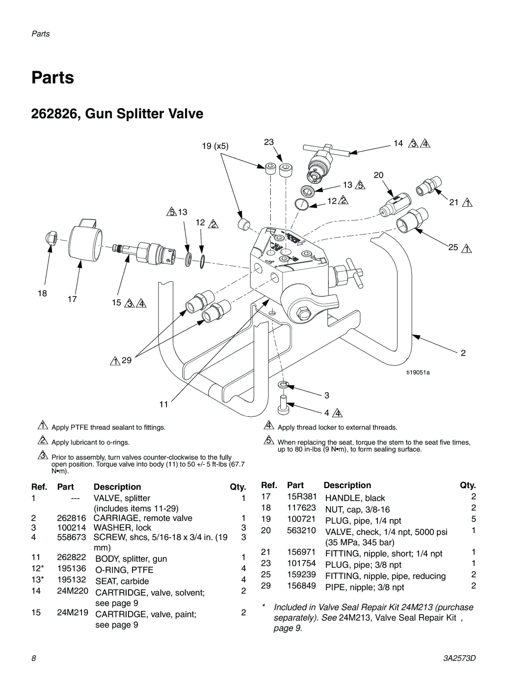 Graco 3A2573D important safety instructions Part Description, Ref. Part 