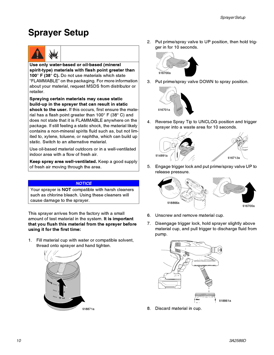 Graco 3A2589D important safety instructions Sprayer Setup 