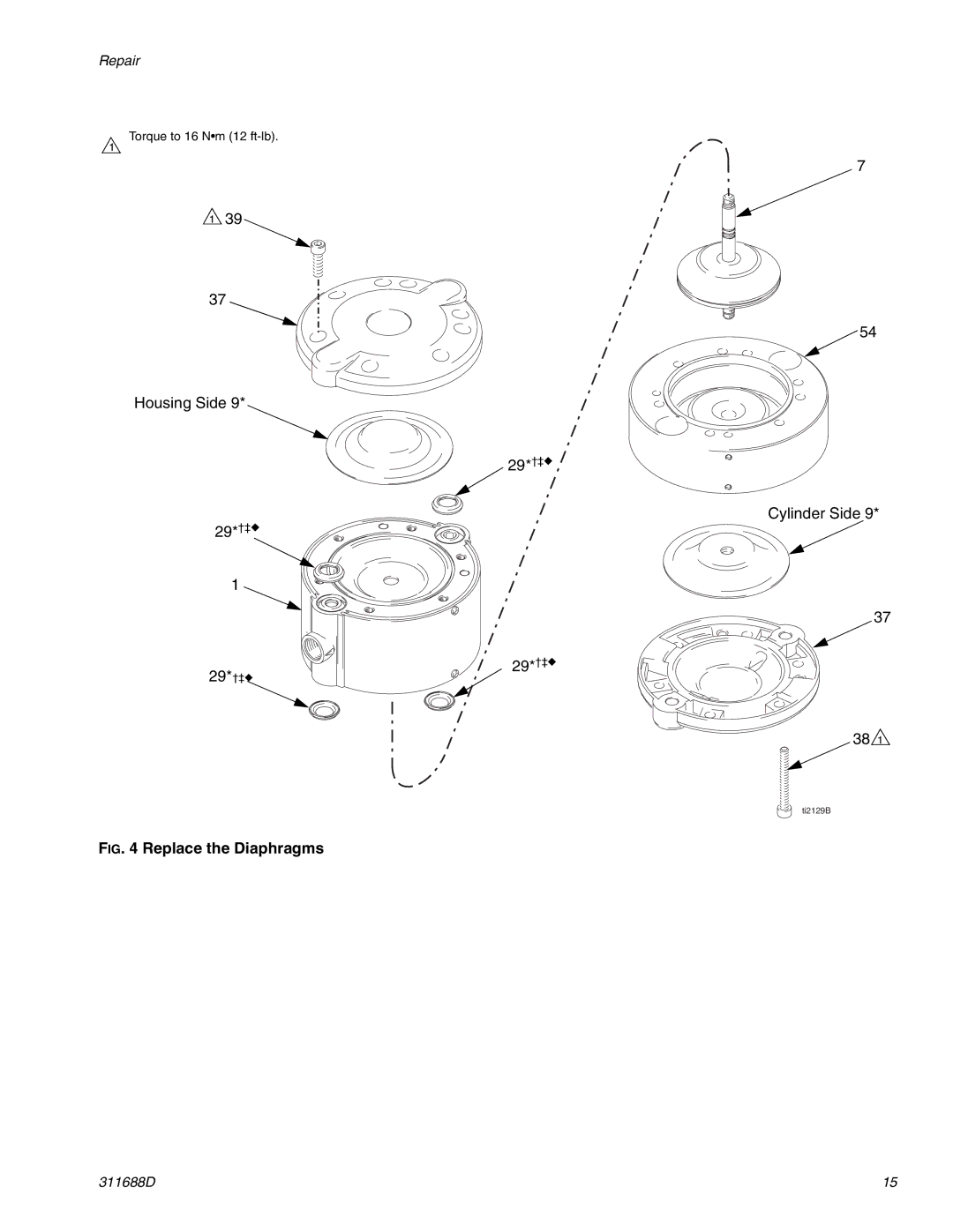 Graco 3D150 important safety instructions Replace the Diaphragms 