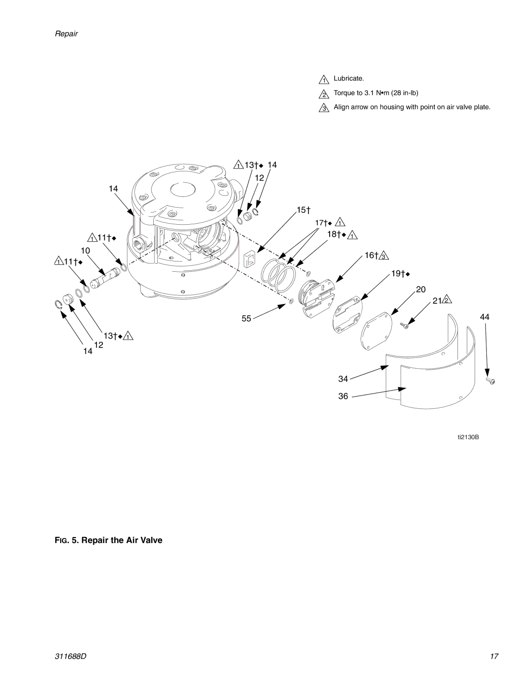 Graco 3D150 important safety instructions Repair the Air Valve 