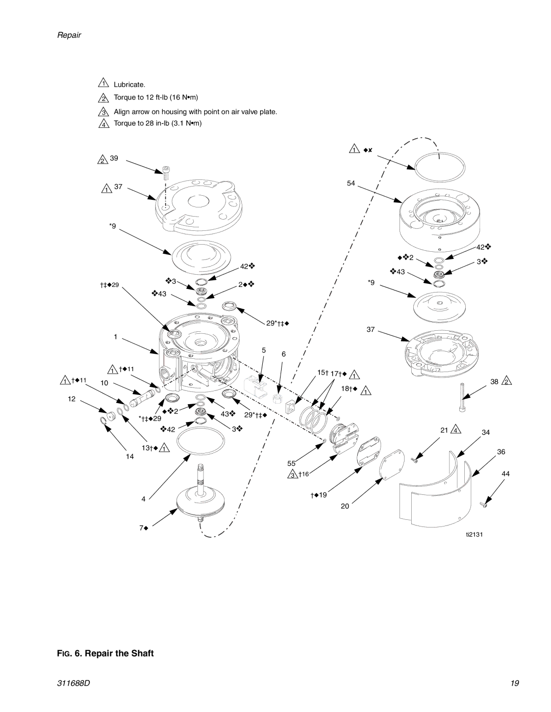 Graco 3D150 important safety instructions Repair the Shaft 