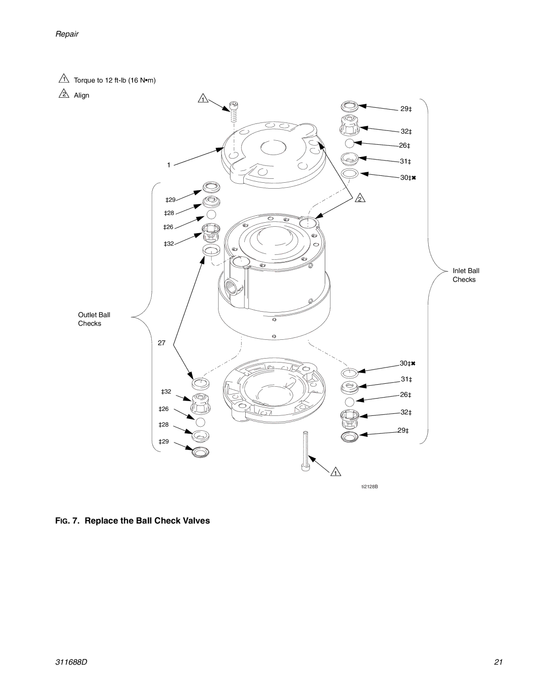 Graco 3D150 important safety instructions Replace the Ball Check Valves 