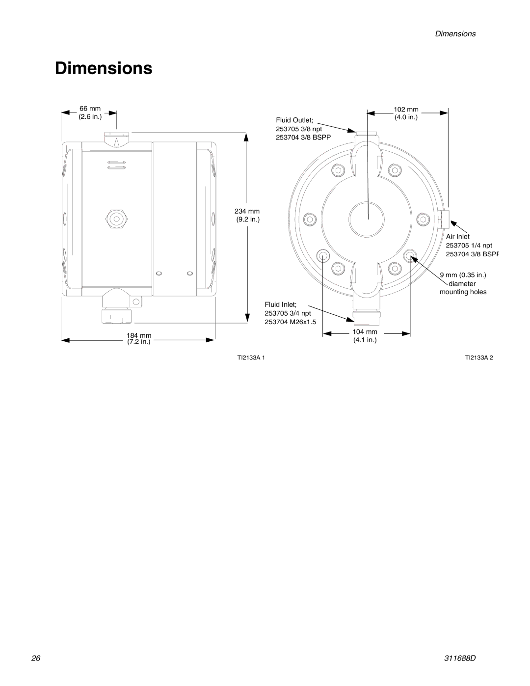 Graco 3D150 important safety instructions Dimensions 