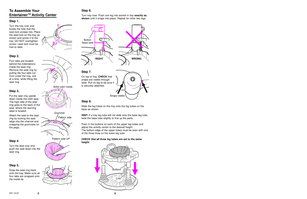 Graco 4118 owner manual To Assemble Your Entertainer Activity Center, Step 