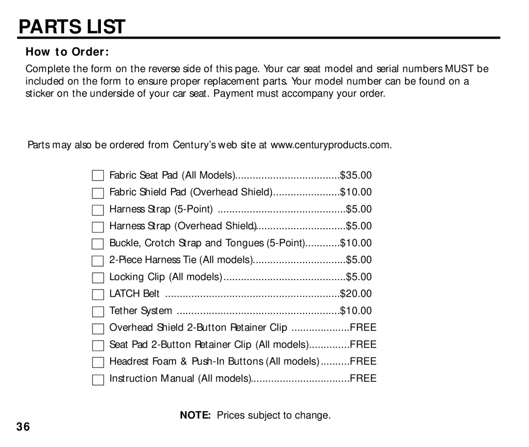 Graco 44164, 44339 manual Parts List, How to Order 