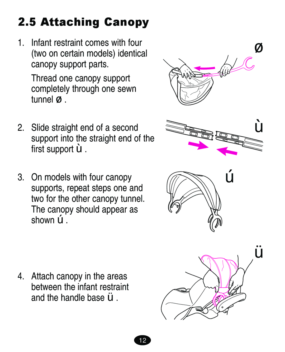 Graco 4460402 manual Attaching Canopy 