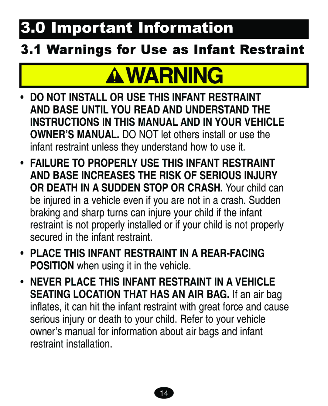 Graco 4460402 manual Important Information 