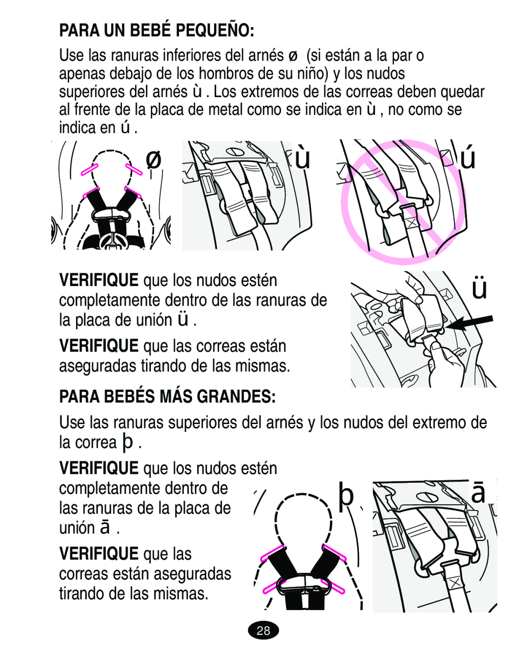 Graco 4460402 manual Para UN Bebé Pequeño, Para Bebés MÁS Grandes, Las ranuras de la placa de unión  