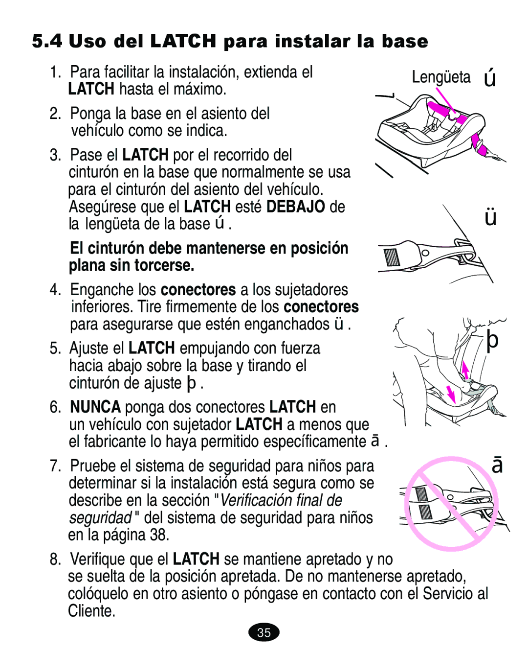 Graco 4460402 manual Uso del Latch para instalar la base 