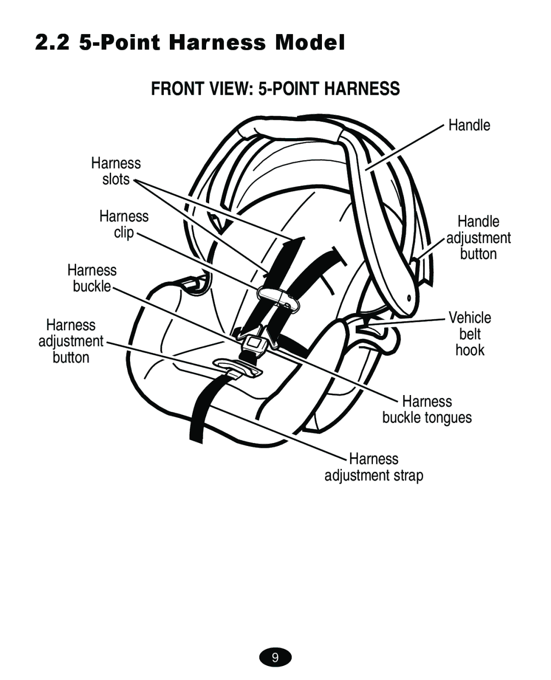 Graco 4460402 manual Point Harness Model, Front View 5-POINT Harness 