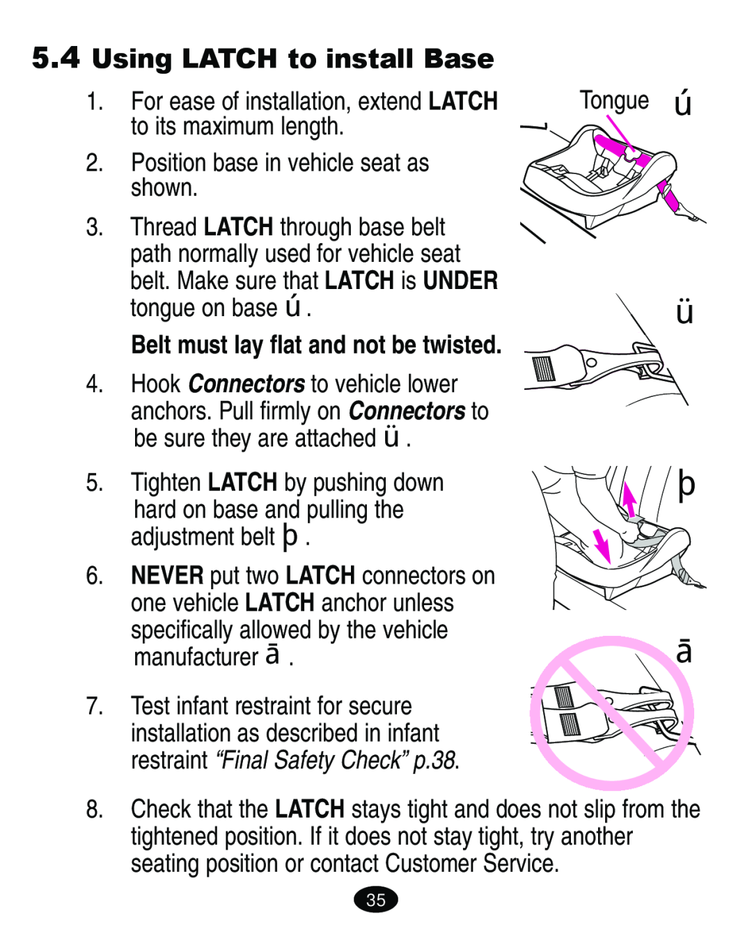 Graco 4460402 manual Using LATCH to install Base 