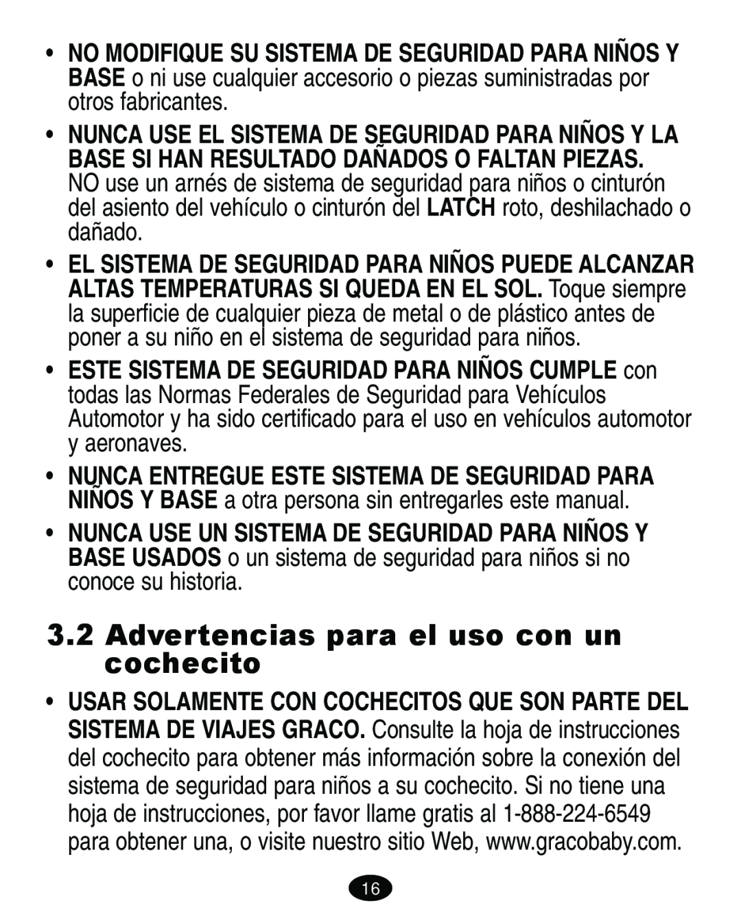 Graco 4460402 manual Advertencias para el uso con un cochecito 