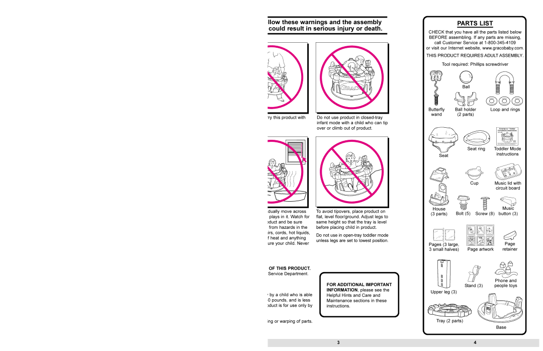 Graco 4650 instruction sheet Parts List, This Product, For Additional Important 