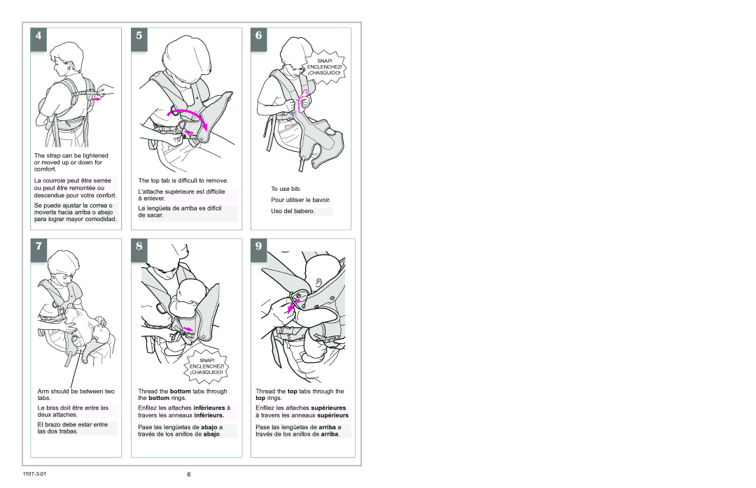 Graco 5070 owner manual To use bib 