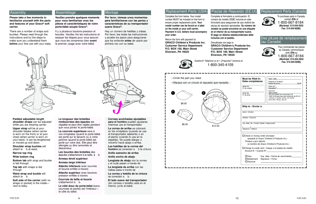 Graco 5070 owner manual  “, Montreal Fax, Montréal Fax 