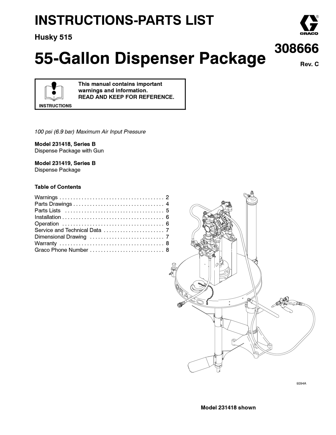 Graco 515 warranty 308666, Read and Keep for Reference 