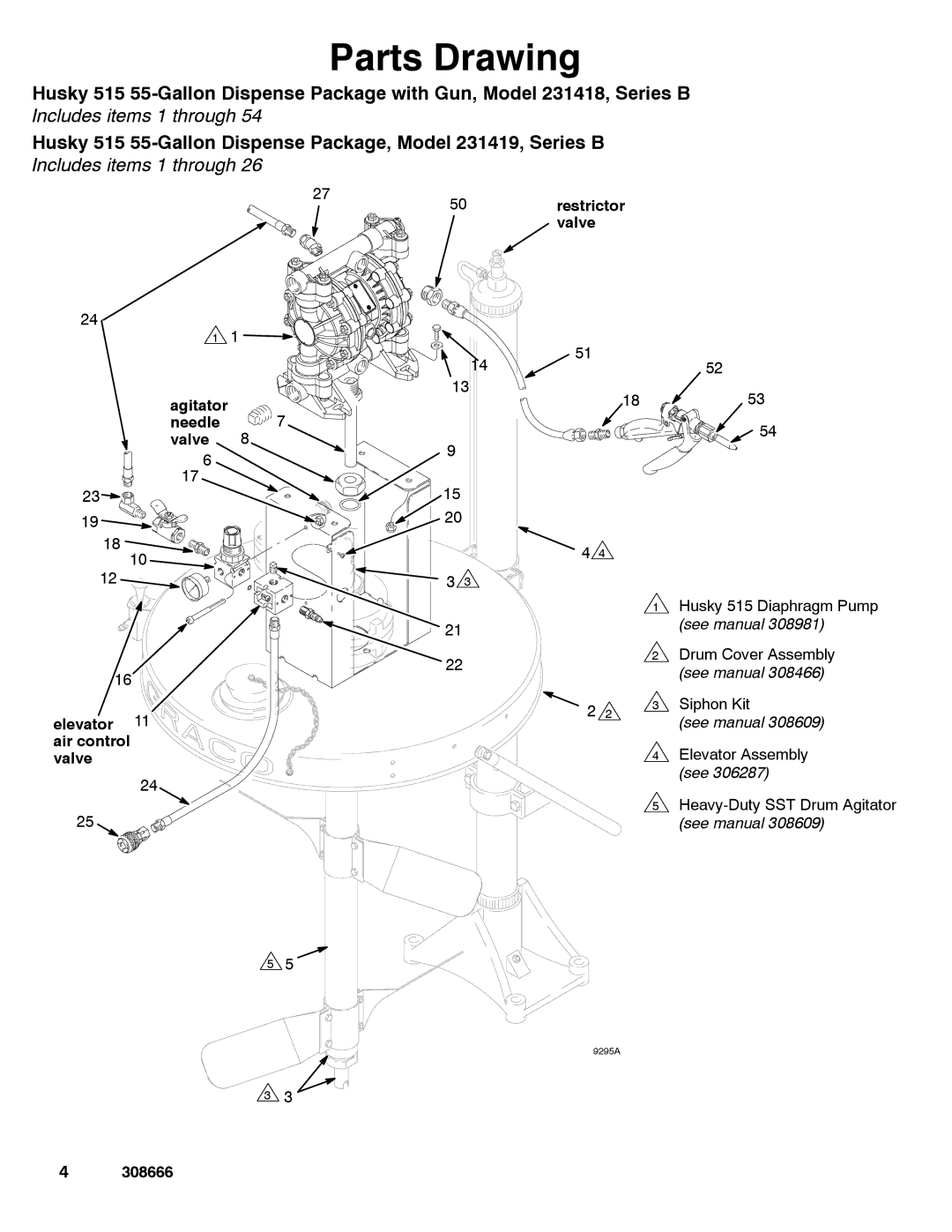 Graco 515 warranty Parts Drawing, Restrictor, Valve Agitator Needle Elevator 11 air control valve 