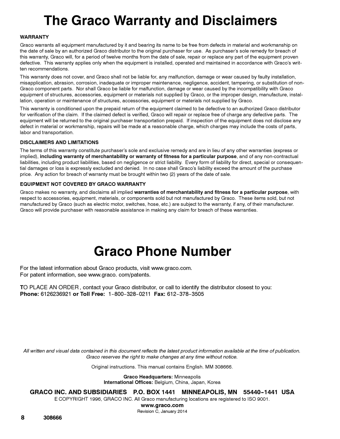 Graco 515 warranty Graco Warranty and Disclaimers, Graco Phone Number 